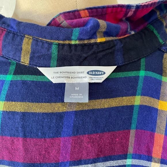 NWOT - Old Navy Plaid Boyfriend Long Sleeve Button Down Shirt - M - Picture 2 of 5